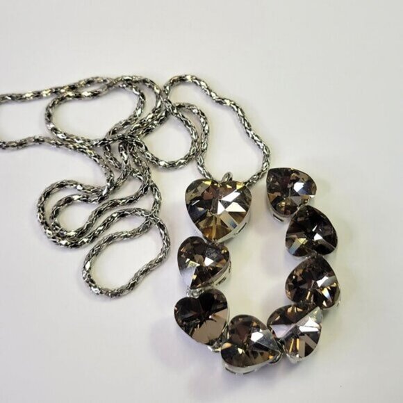 Crystal Heart Shape Pendants Necklace Long Statement Heart shape Necklace - Picture 4 of 8